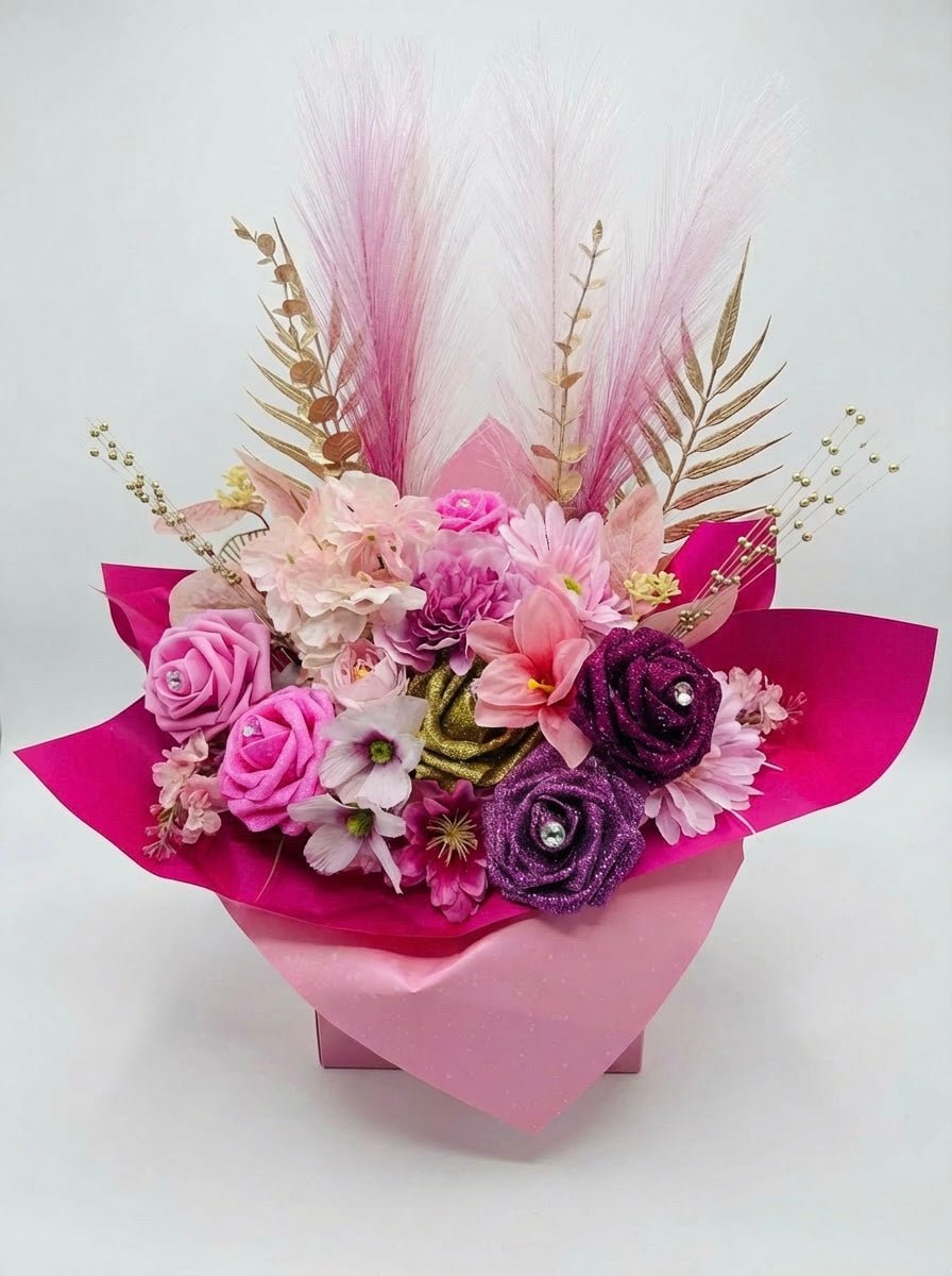 Personalised Flower Bouquet Gift | Handmade Rose Arrangement | Optional Chocolate Add - On | Personalised Gifts & Memorial Creations | Ne and Me Handmade